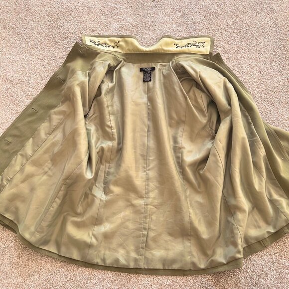 Bob Mackie Vintage Sage Green Blazer with Brown Beaded Collar Size 12 - Picture 5 of 11